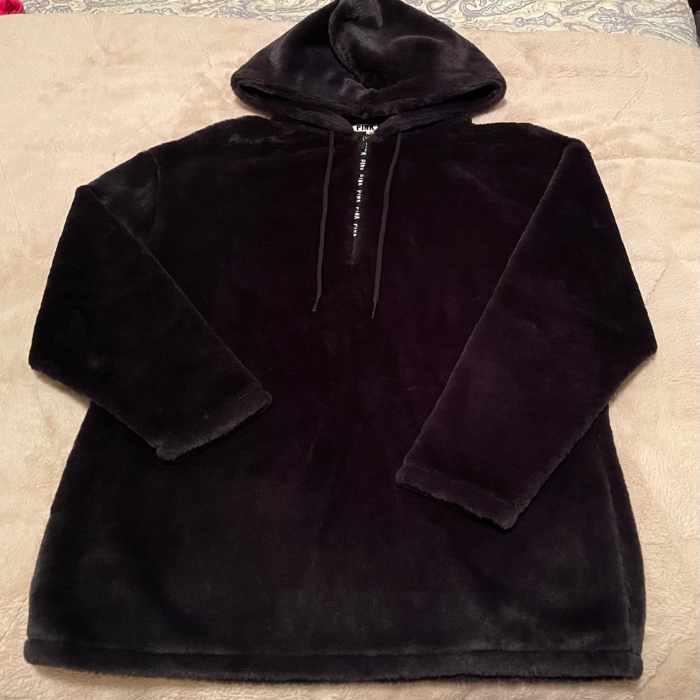 Cozy Black Fur 1/4 Zip Hoodie